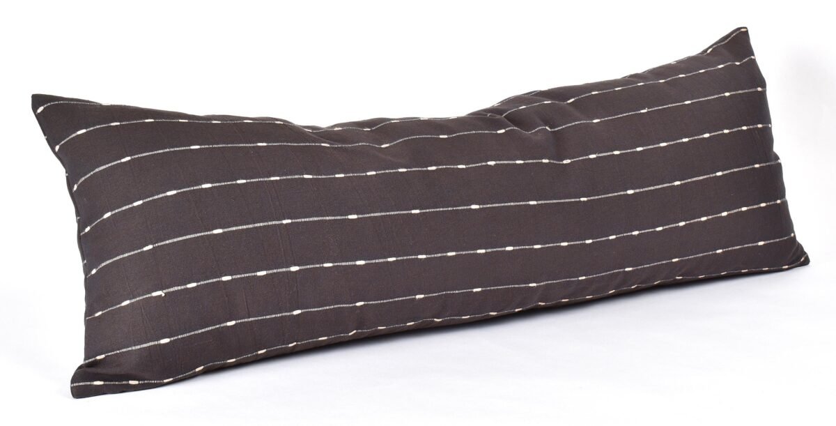 Chocolate Brown Striped Throw Pillow Cover, Handwoven Cotton Bed Pillow, Indigo Stripes Cotton, Organic Dye, Double-Sided, Pp31