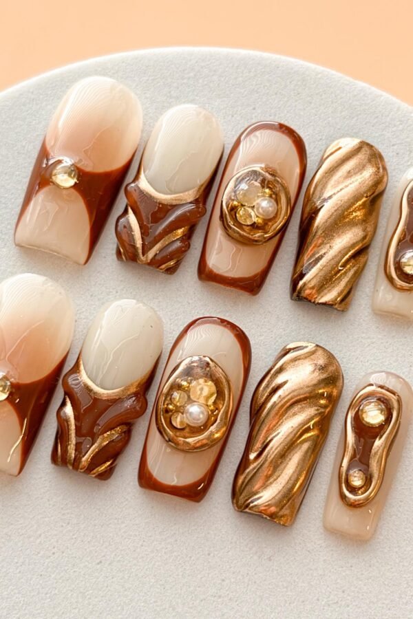 Chocolate Copper Press On Nails