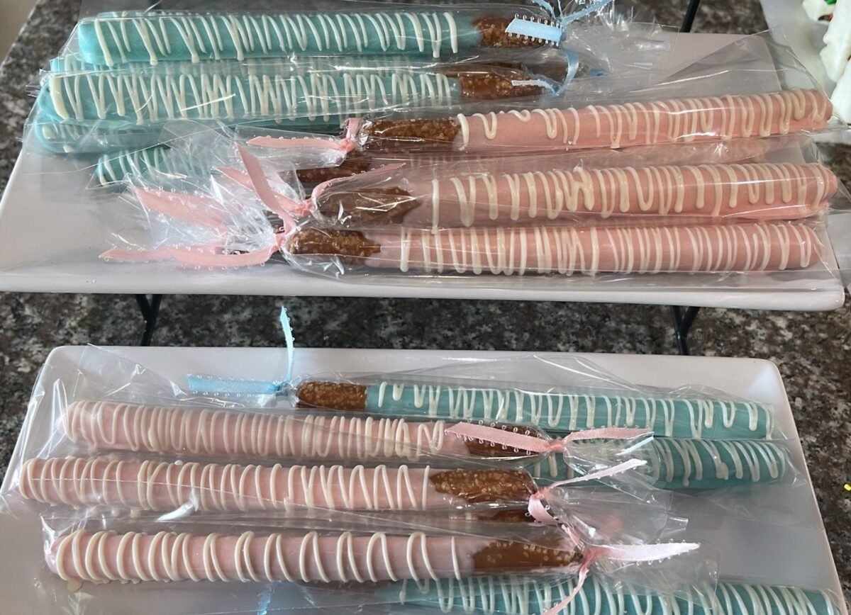 Chocolate Dipped Pretzel Rods Baby Shower, Gender Reveal, Graduation, Wedding, Birthday