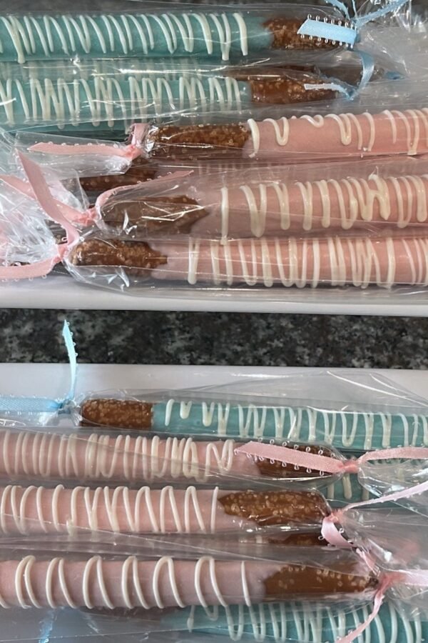 Chocolate Dipped Pretzel Rods Baby Shower, Gender Reveal, Graduation, Wedding, Birthday