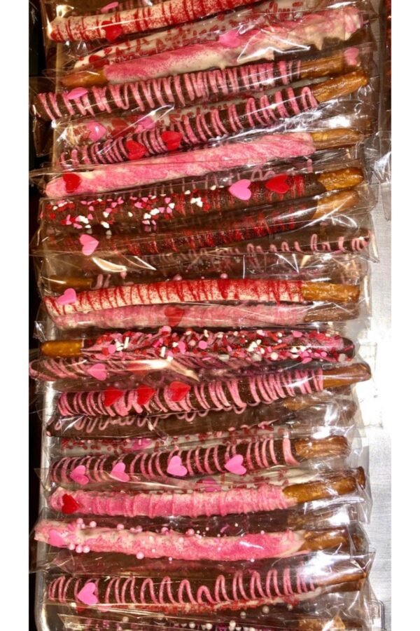 Chocolate Dipped Pretzel Stick Rod For Holiday Christmas Party, Thank You Gift, Classroom Gifts, Event Desserts, Treats, Snack Idea
