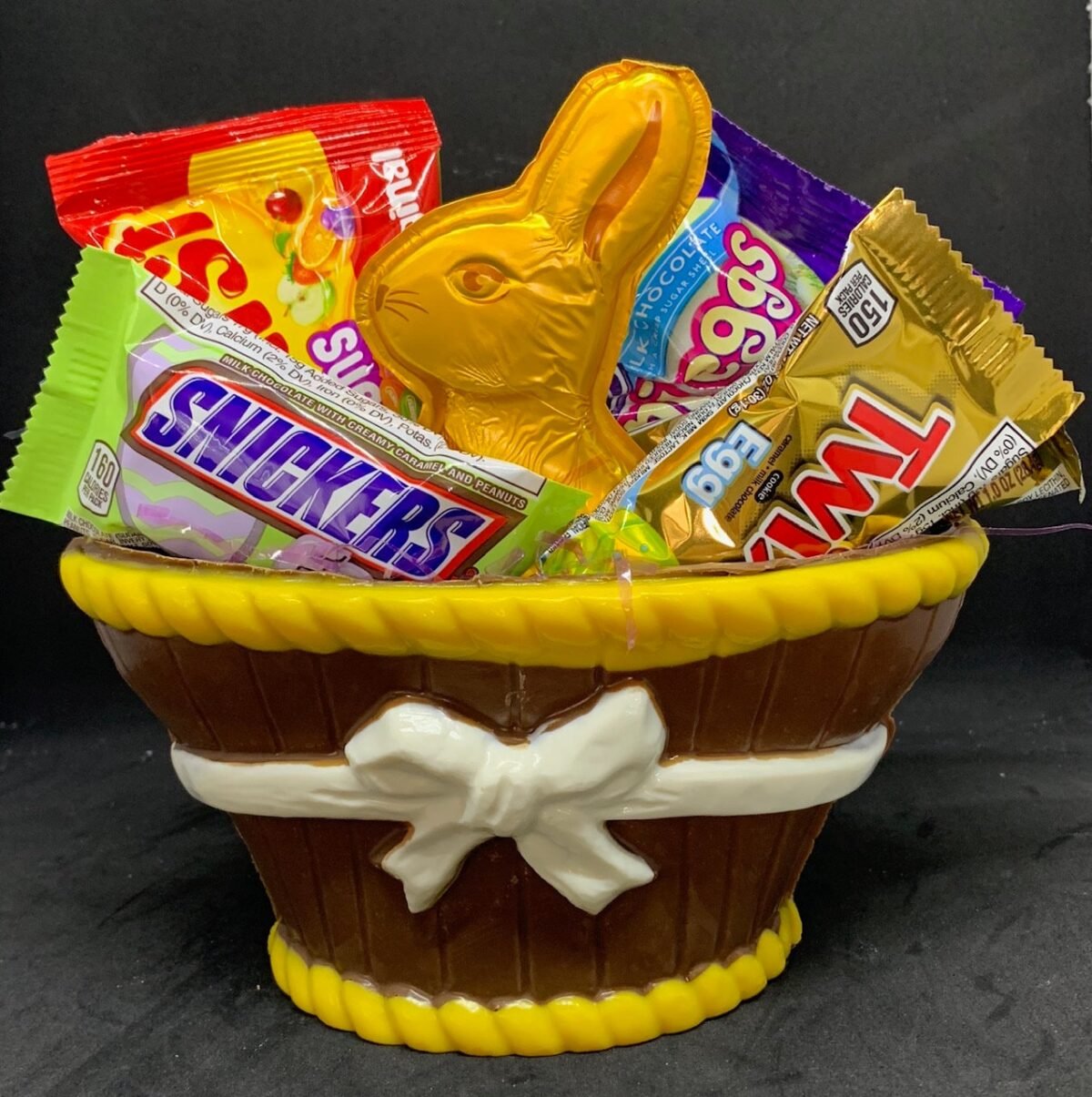 Chocolate Easter Basket Filled With Themed Candy