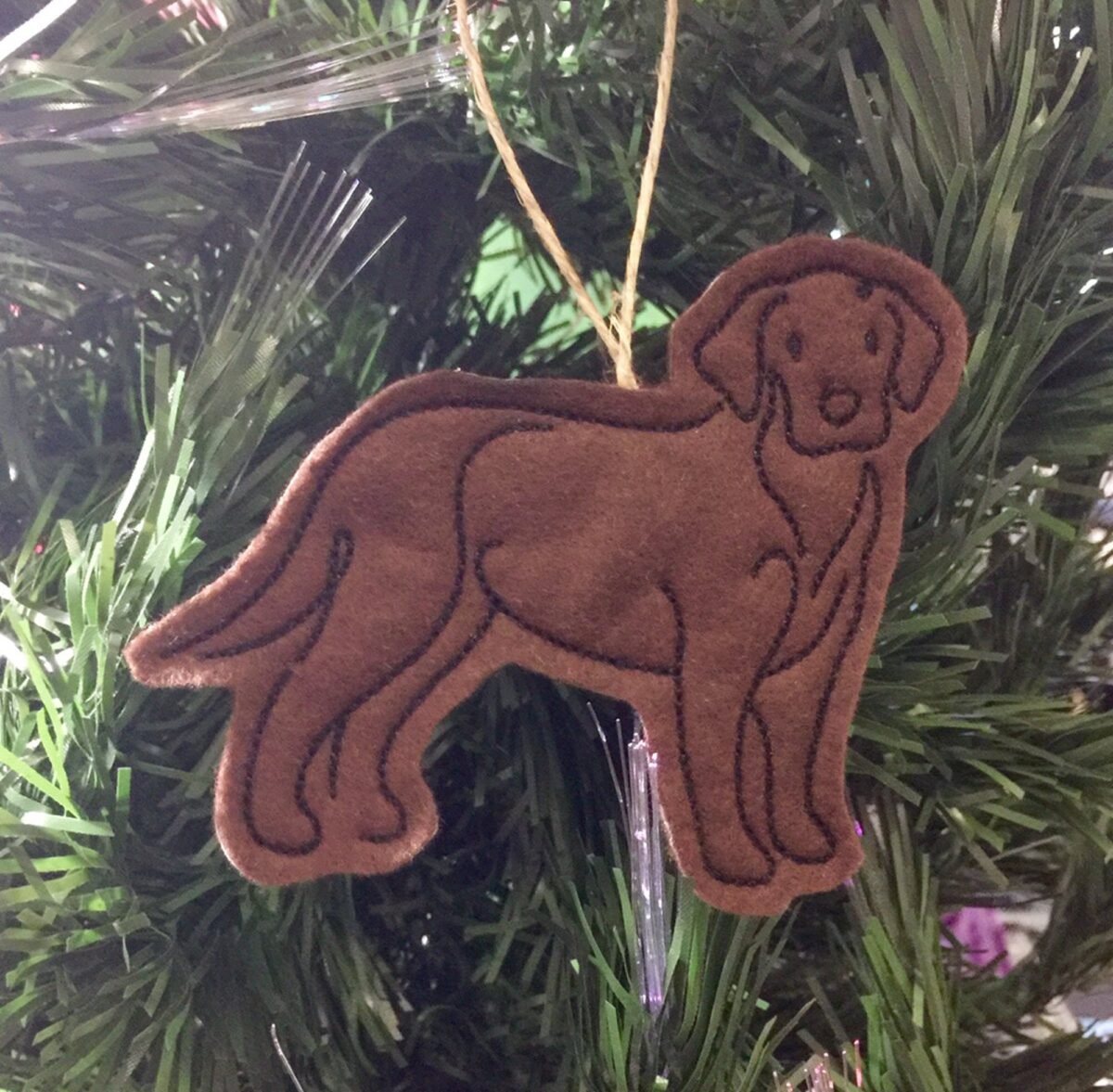 Chocolate Lab Ornament. Felt Dog. Dark Brown Lover Gift. Christmas Embroidered Decor
