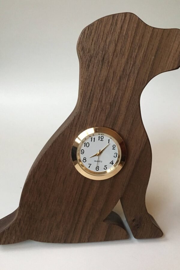 Chocolate Lab Walnut Desk Clock Handmade Dog Decor, Memorial Gift
