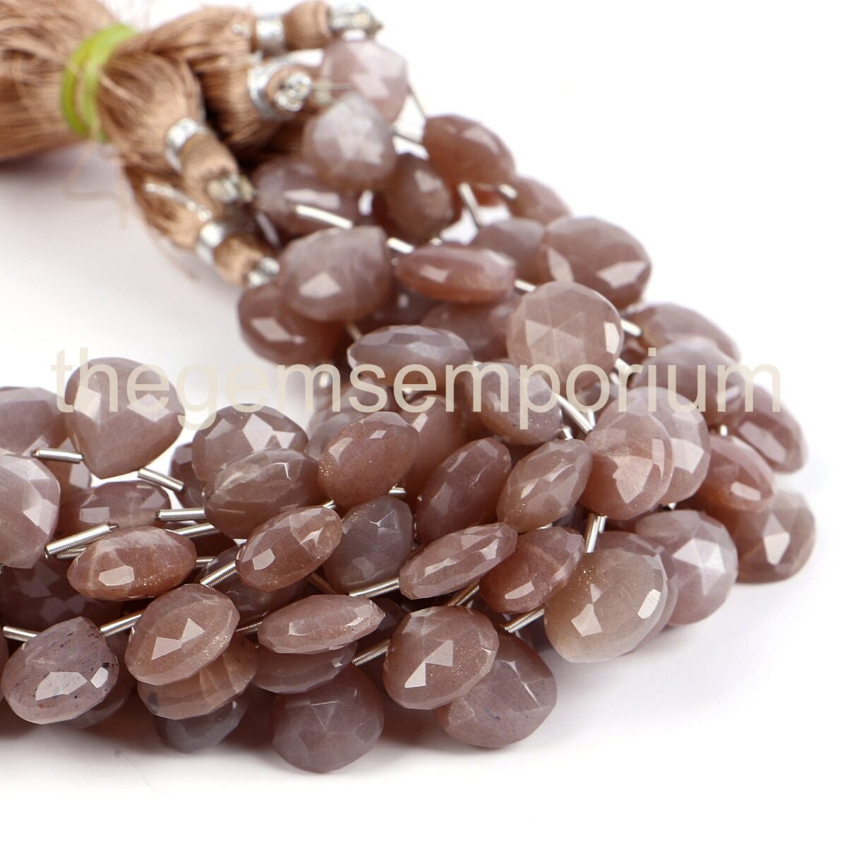 Chocolate Moonstone Faceted Heart Beads, Rondelle Beads