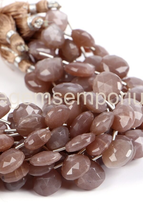 Chocolate Moonstone Faceted Heart Beads, Rondelle Beads