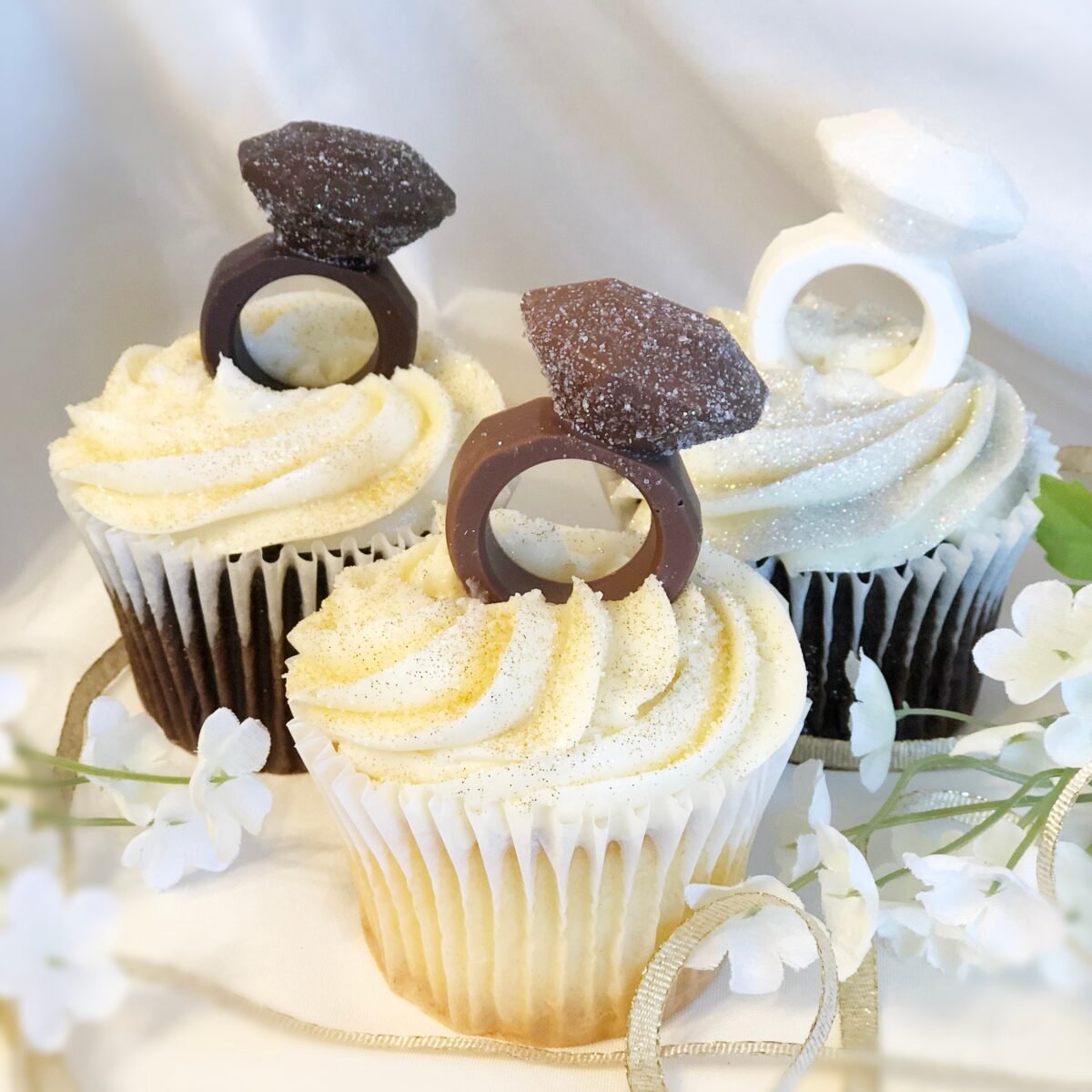 Chocolate Sparkling Engagement Ring Party Favors Or Cupcake Toppers
