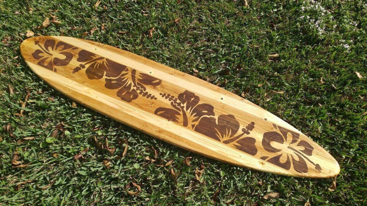 Chocolate Vintage Distressed Style Surfboard Wooden Wall Art & Decor | Customizable Decor, Beach House Coastal