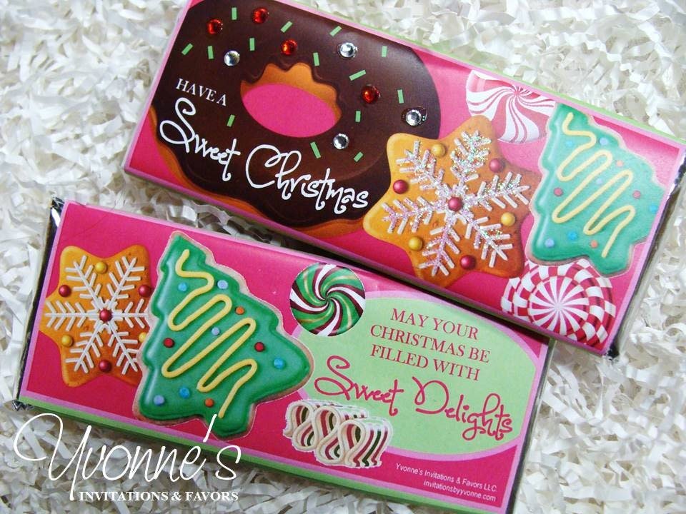 Christmas Candy Bar Wrappers For Chocolate Bars-Holiday Party Favors-Donuts, Sweets, Design-Stocking Stuffer-Teacher Class Office Gift