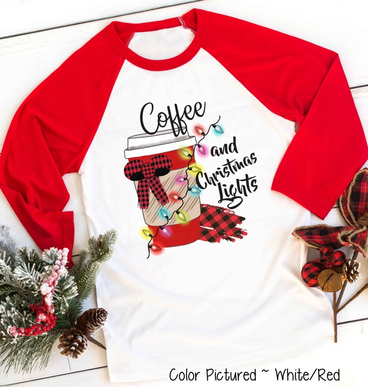 Christmas Lights Coffee Shirt, Lover Hot Chocolate Shirt, Christmas Latte Shirt For Her, Iced Raglan Tee