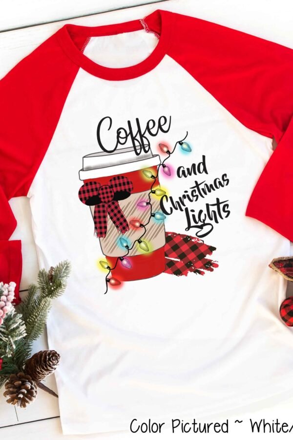 Christmas Lights Coffee Shirt, Lover Hot Chocolate Shirt, Christmas Latte Shirt For Her, Iced Raglan Tee