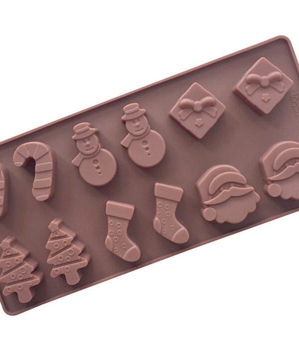 Christmas Variety Mold - Santa, Snowman, Candy Cane, Pine Tree, Socks, Gift Mold Silicone Chocolate Mold, Holiday Gummies