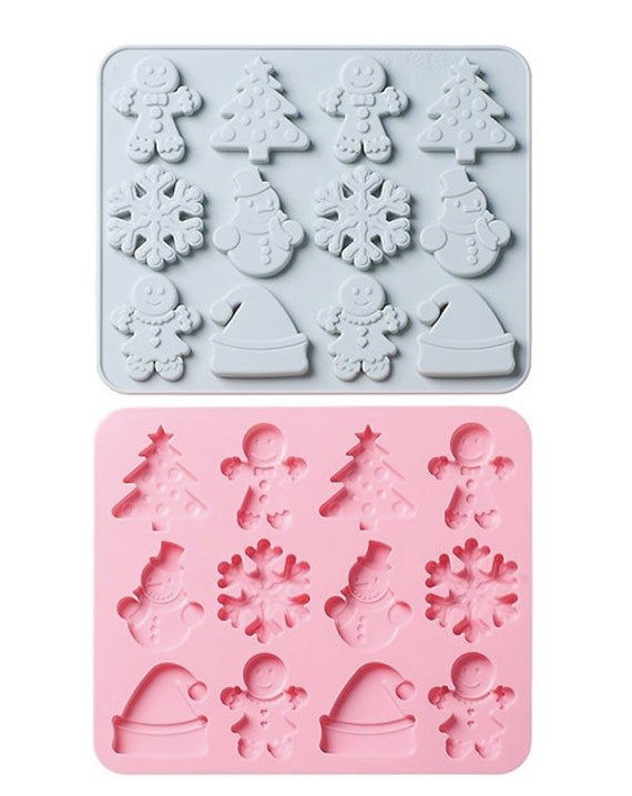 Christmas Variety Mold - Snowflake, Snowman & Gingerbread Candy Mold Silicone Chocolate Mold, Mini Soap Holiday Gummies