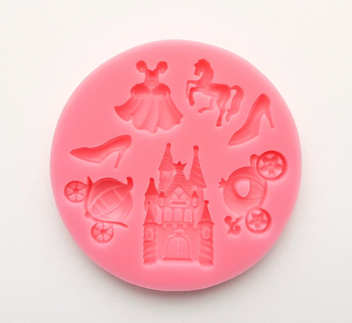 Cinderella Variety Silicone Mold, Fondant Cupcake Decoration Highly Detailed Chocolate Making - High Heels Castle Dress Horse