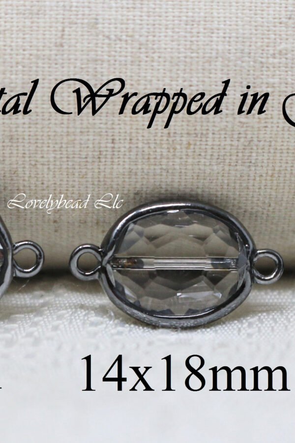 Clear Crystals Wrapped in Gunmetal Pendants & Connectors