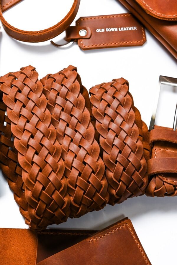 Cognac Belt, Braided Leather Caramel Black Chocolate Belt For Women, Men