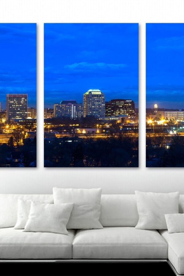 Colorado Springs At Night Wall Art Canvas Print. USA Cityscape Art Print - Giclee For Home Decor, Interior Design