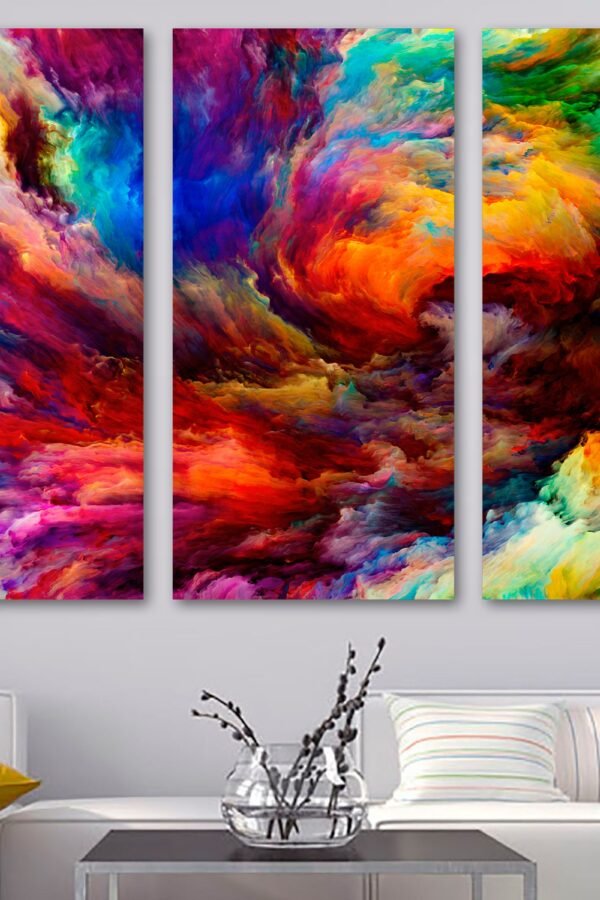 Colorful Abstract Clouds Wall Art Canvas Print, Swirling Color Palette - Giclee Art For Home Decor, Wall Interior Design