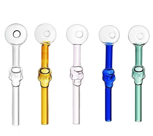 Colorful hookahs Great Pyrex 5.5''skull Glass Oil Burner Pipe Thick color Glass for rigs water