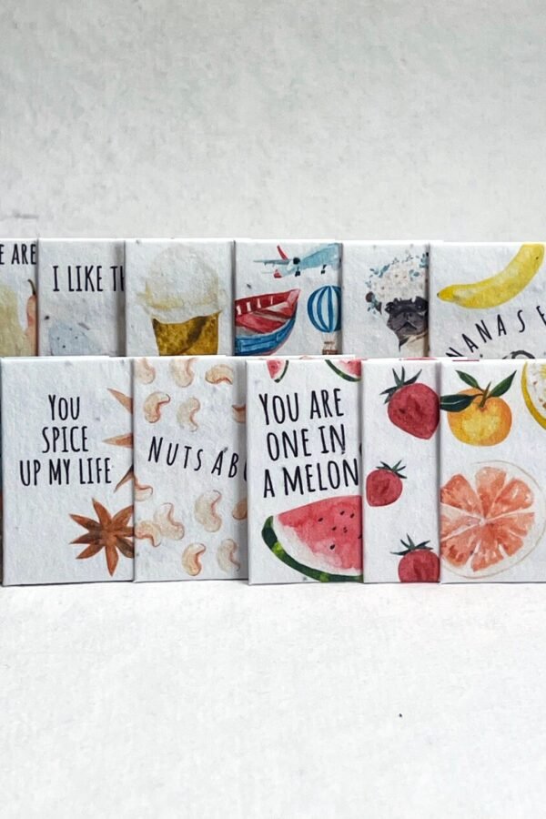 Contemporary Watercolor Valentines - Wildflower Handmade Seed Paper 2.5" Rounded Squares Set Of 12 Mixed