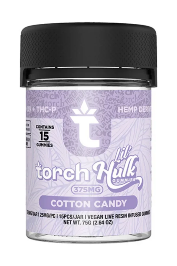 Cotton Candy Torch Lil Hulk HHC | D9 | THCP Gummies 375mg 15ct