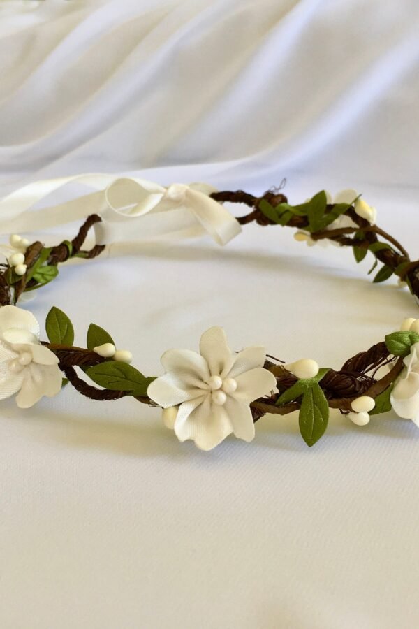 Cream Flowers Crown, Bridal Wreath, Flower Girl Crown