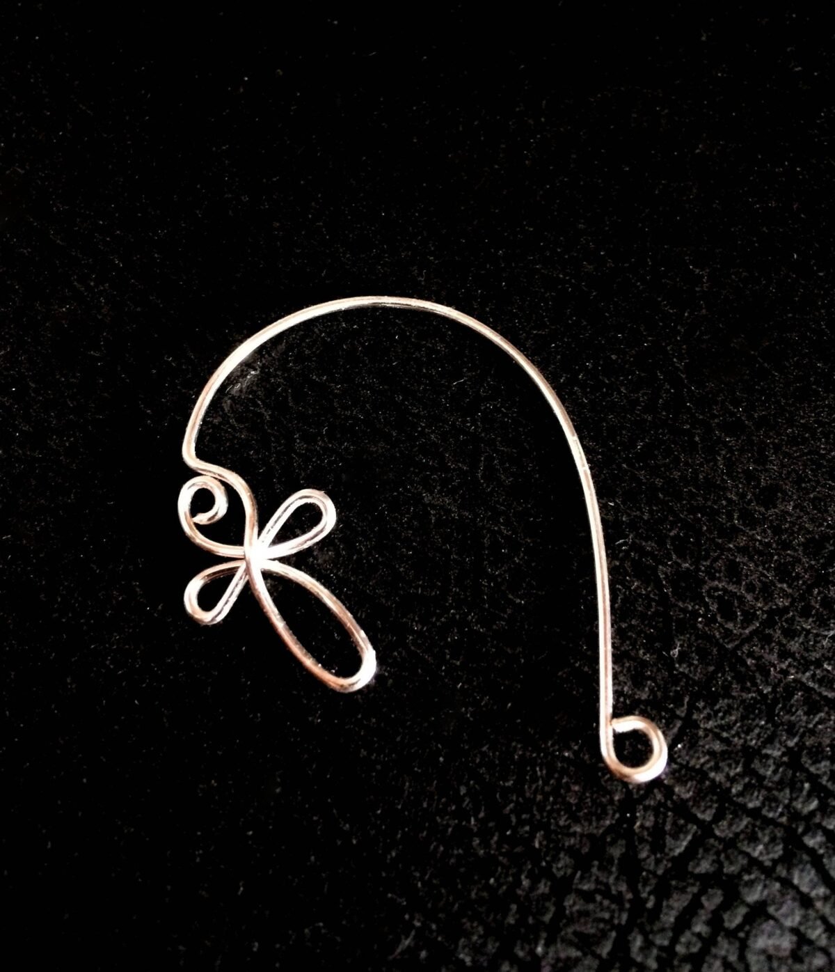 Cross Ear Cuff, Vine Jewelry, Ear Jewelry, Climber, Wrap, Jacket, Silver Plate, Non Pierced