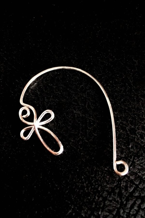 Cross Ear Cuff, Vine Jewelry, Ear Jewelry, Climber, Wrap, Jacket, Silver Plate, Non Pierced
