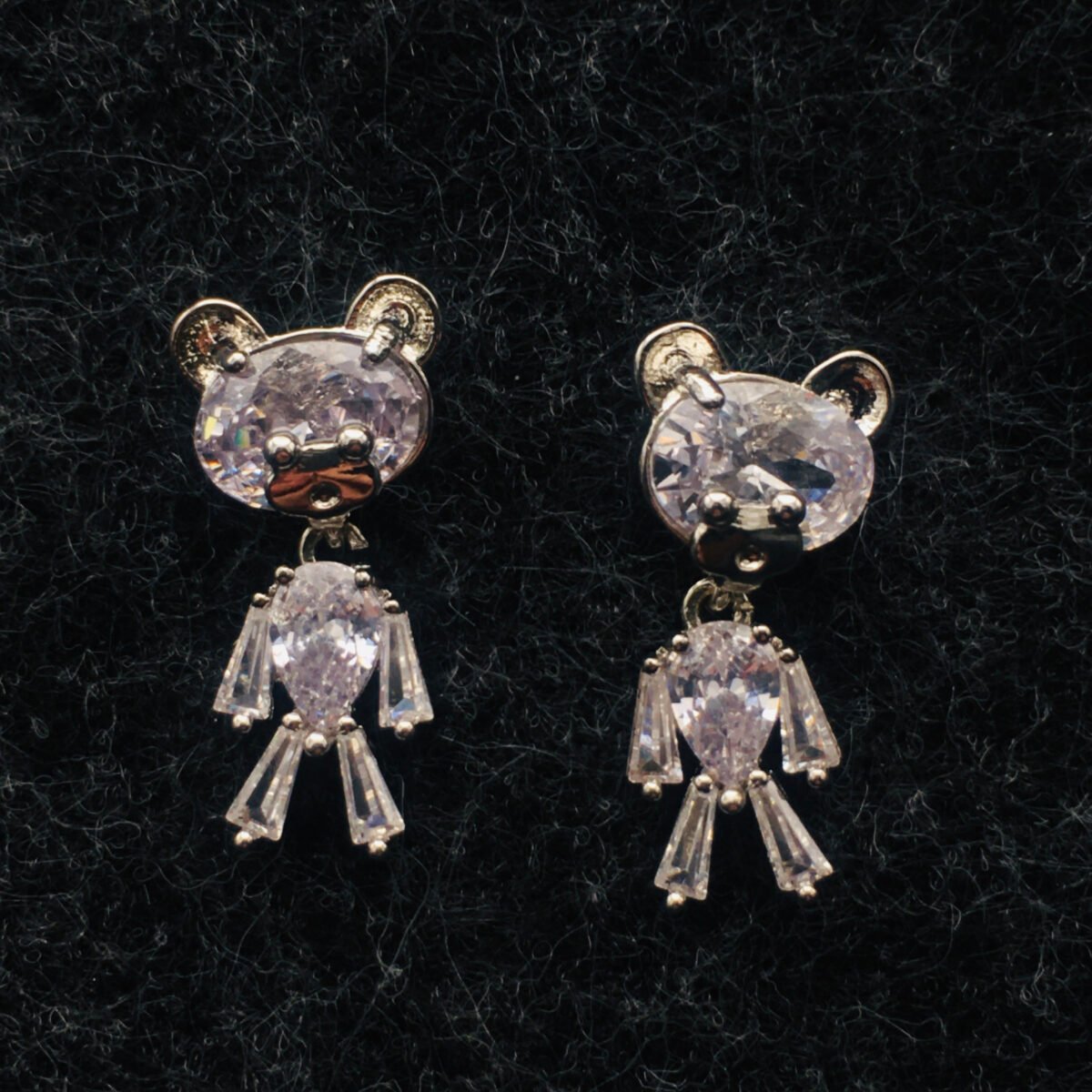Crystal Teddy Bear Dangle Earrings - Cute Boho Animal Jewelry, Artistic Hippie | Perfect Gift For Her, Kids, Birthday