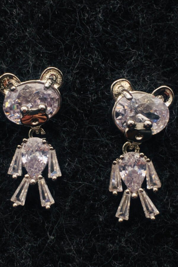Crystal Teddy Bear Dangle Earrings - Cute Boho Animal Jewelry, Artistic Hippie | Perfect Gift For Her, Kids, Birthday