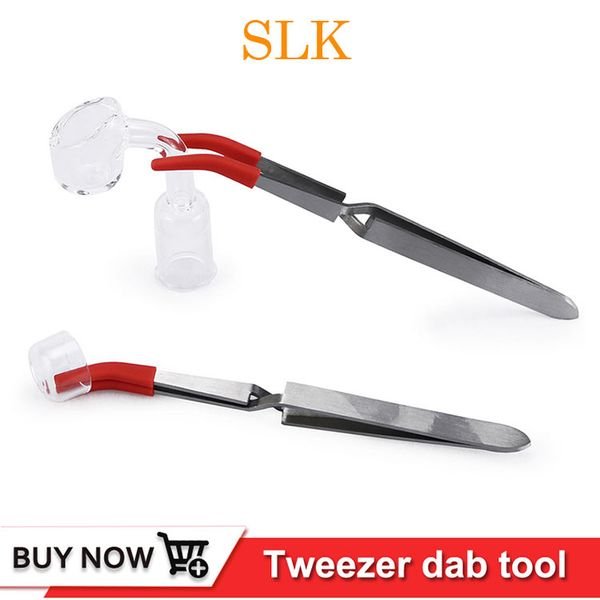 Curved Straight Graft Tweezers smoking accessories dabber tool Glass Vaporizer Water Pipe Dab Tool with Tip Clamp Stainless Steel Tweezers