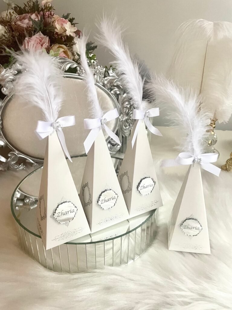 Custom Cone Box, Personalized Candy Gift, Party Paper Favor Wedding Chocolate Pyramid Delight Box