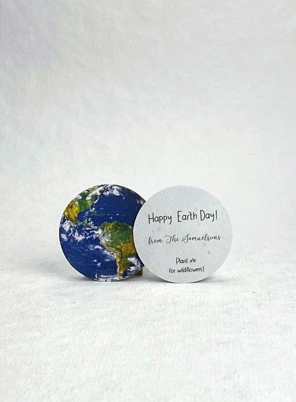Custom Earth Day 2026 Happy - Seed Paper Circle 2 Inch Diameter Wildflower Cotton For Events Set Of 24
