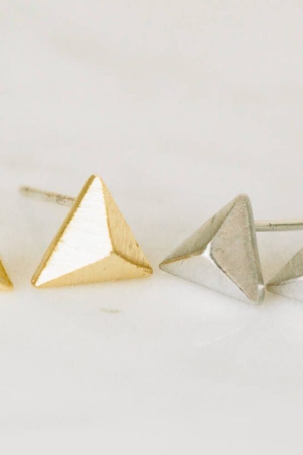 Cute Convex Blank Triangle Earrings, Triangle Jewlery, Pyramid Earrings, Pyramid Jewelry, Unique Earrings, Sutds Earrings, Tragus Earrings