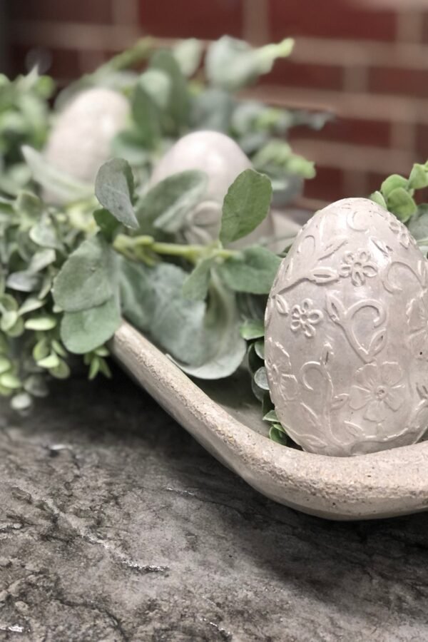 Decorative Concrete Spring Floral Egg Farmhouse Easter Decoration Handmade in The USA Resurrection 4" Tall