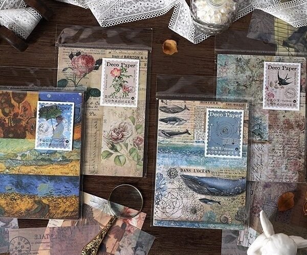 Decorative Paper Set - Mixed Papers, Matte & Vellum, Decorated Sheets For Planner, Journal, Notebook, Crafts, Scrapbooking