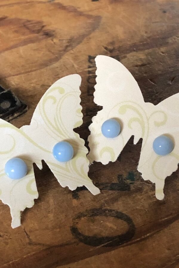 Delphite Glass Stud Earrings Recycled Vintage Blue Glass