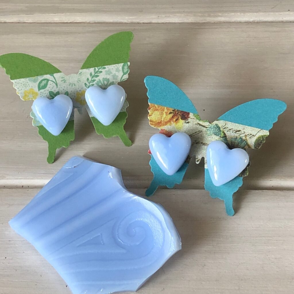 Delphite Heart Stud Earrings, Post Vintage Glass, Recycled Gift, Gift For Her