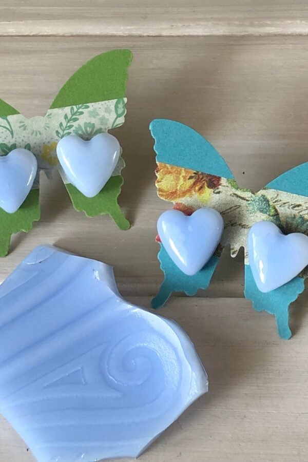 Delphite Heart Stud Earrings, Post Vintage Glass, Recycled Gift, Gift For Her