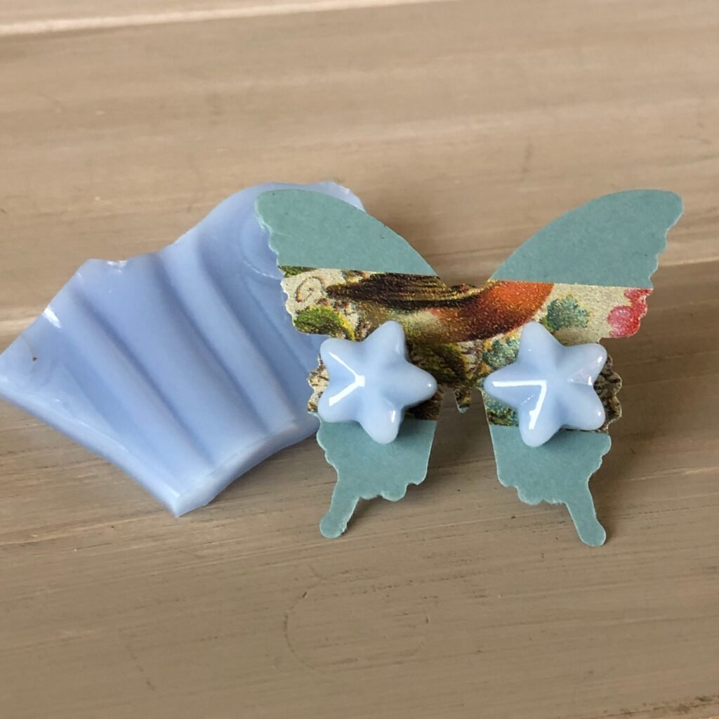 Delphite Star Stud Earrings, Sold Per Pair, Post Recycled Glass Vintage