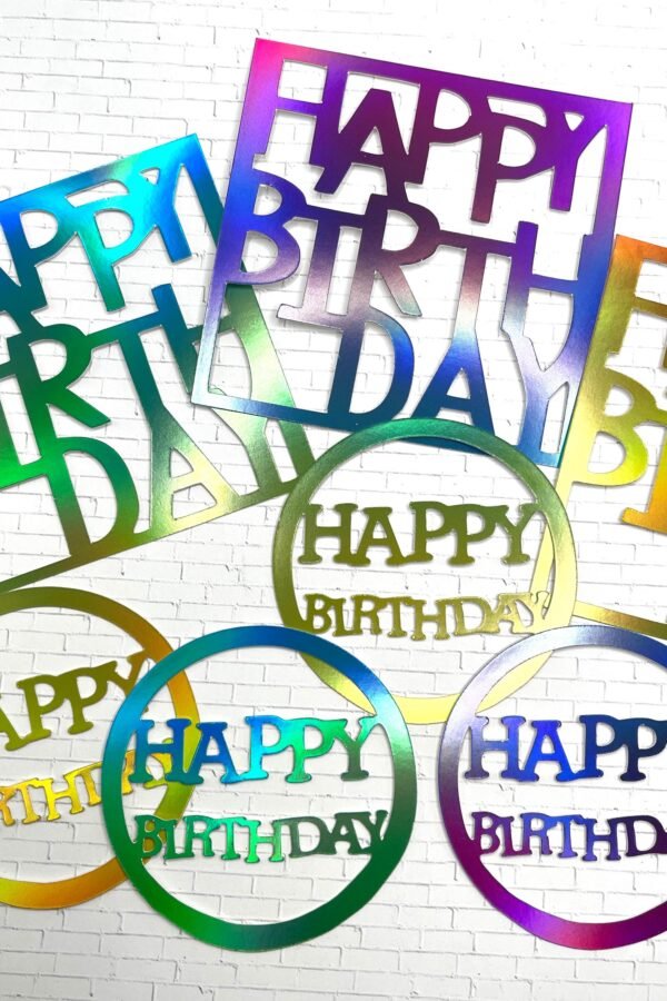 Die Cuts Happy Birthday Sentiments 7 Pieces Rainbow Mirror Cardstock Large Birthday Greetings For Cards Words Party Decor