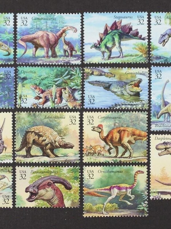 Dinosaurs 15 Diff Prehistoric Animals 1997 32C Unused Postage Stamps Free Shipping.#1 Source Best Prices On Vintage Stamps