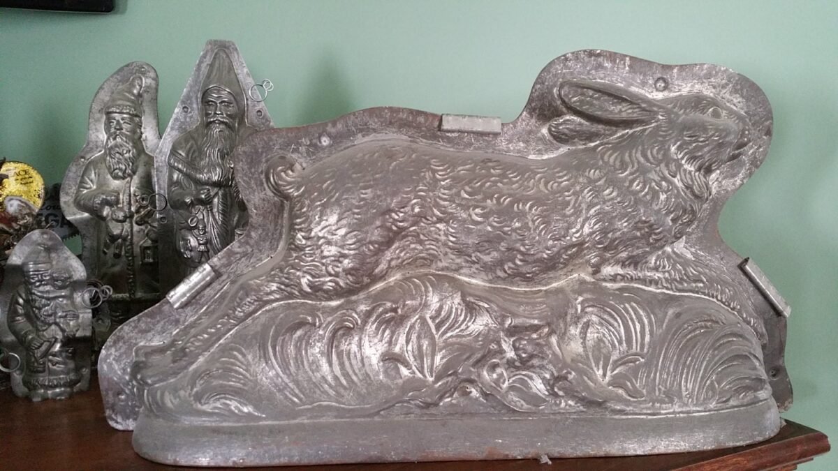 Display German Running Rabbit Antique Chocolate Mold 24" Long & Tallest Point Is 13" Sale