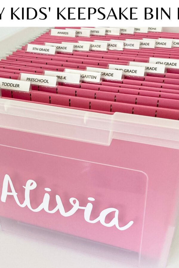 Diy Kids' School Keepsake Bin Kit | Personalized Box, Memory Artwork Organization, Schoolwork + Folders Not Included