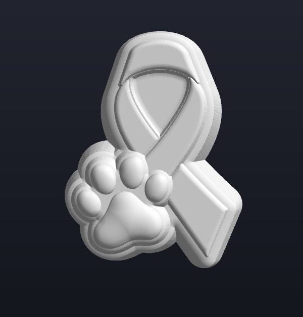 Dog Paw Awareness Ribbon Plastic Mold Or Silicone Mold, Awareness Mold, Soap Ribbon Resin Dog Paw Chocolate Mold
