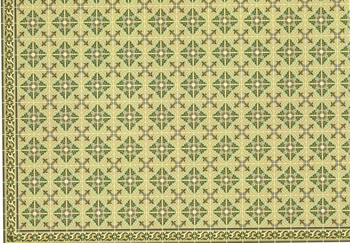 Dollhouse Tile Wallpaper Victorian Beige, Green 112 Scale Itsy Bitsy Miniature