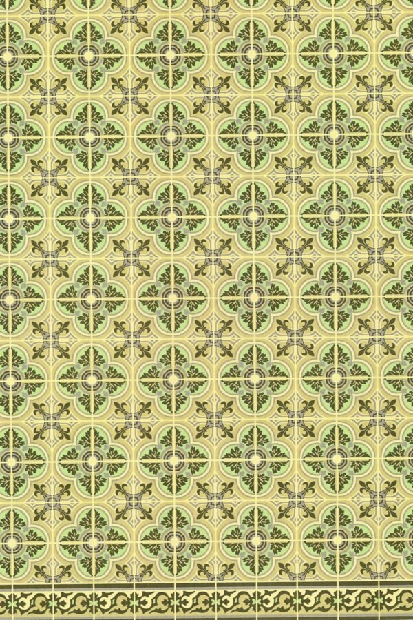 Dollhouse Tile Wallpaper Victorian Beige, Green 112 Scale Itsy Bitsy Miniature