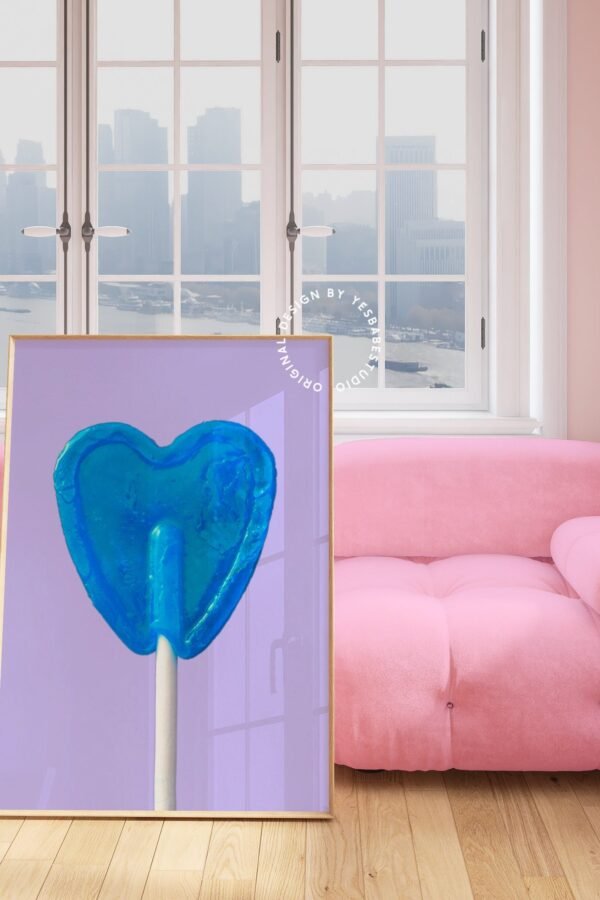 Dopamine Decor, Candy Heart Lollipop Print, Funky Kitchen Prints, Maximalist Wall Art, Candy Gummy Bear Quirky Art