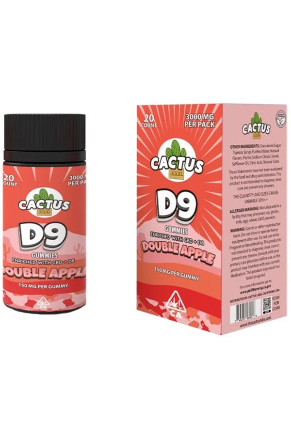 Double Apple Cactus Labs D9 With CBD+D8 3000mg