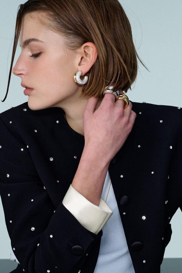 Double Pipe Pave Earrings (#5112)